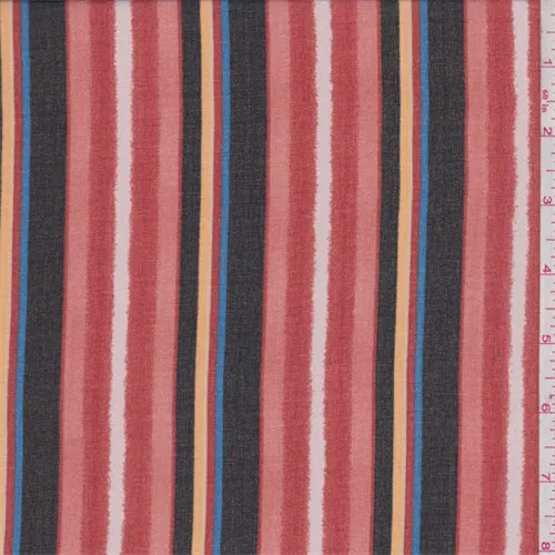1 1/8 YD PC-Red/Black/Blush Stripe Chiffon Fabric