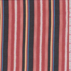 1 1/8 YD PC-Red/Black/Blush Stripe Chiffon Fabric