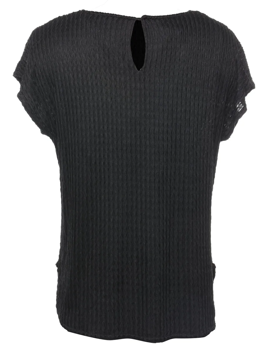 Black Classic Smocked Top - M