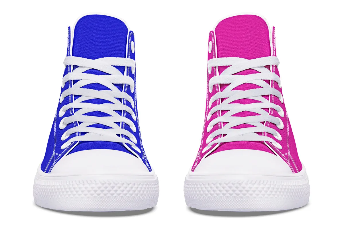 Blue And Pink Mismatch High Tops
