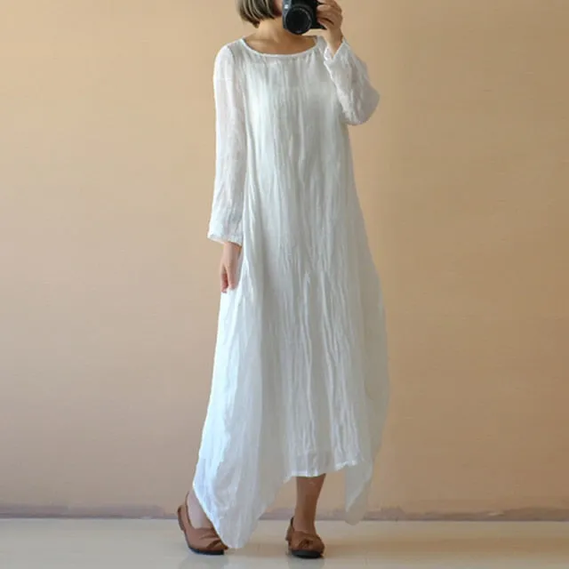 bohemian transparent loose long sleeve maxi dress
