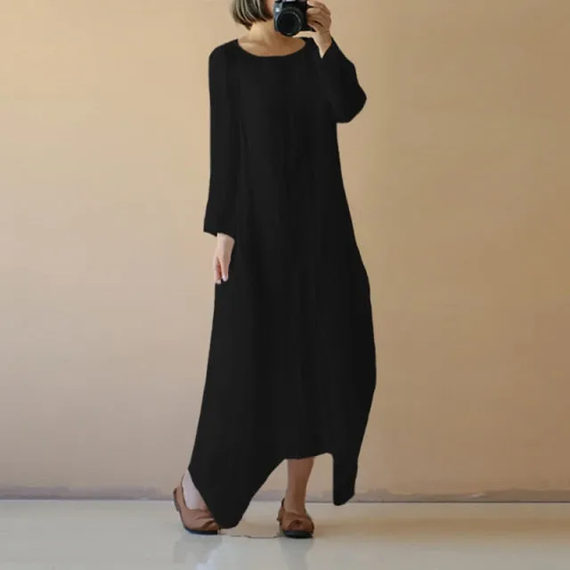 bohemian transparent loose long sleeve maxi dress