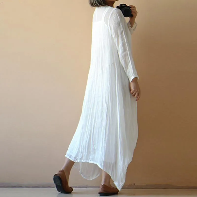 bohemian transparent loose long sleeve maxi dress