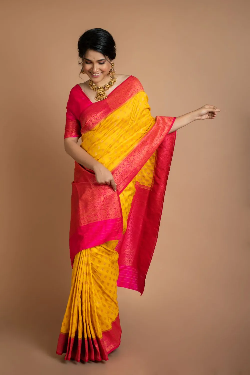 Bright Yellow Silk Saree
