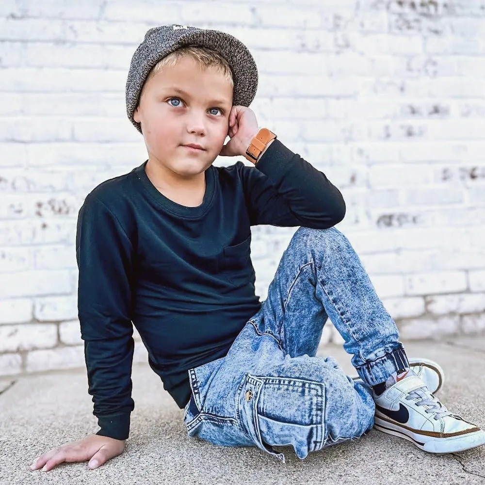 Cargo Acid Wash Blue Denim Jogger Pants