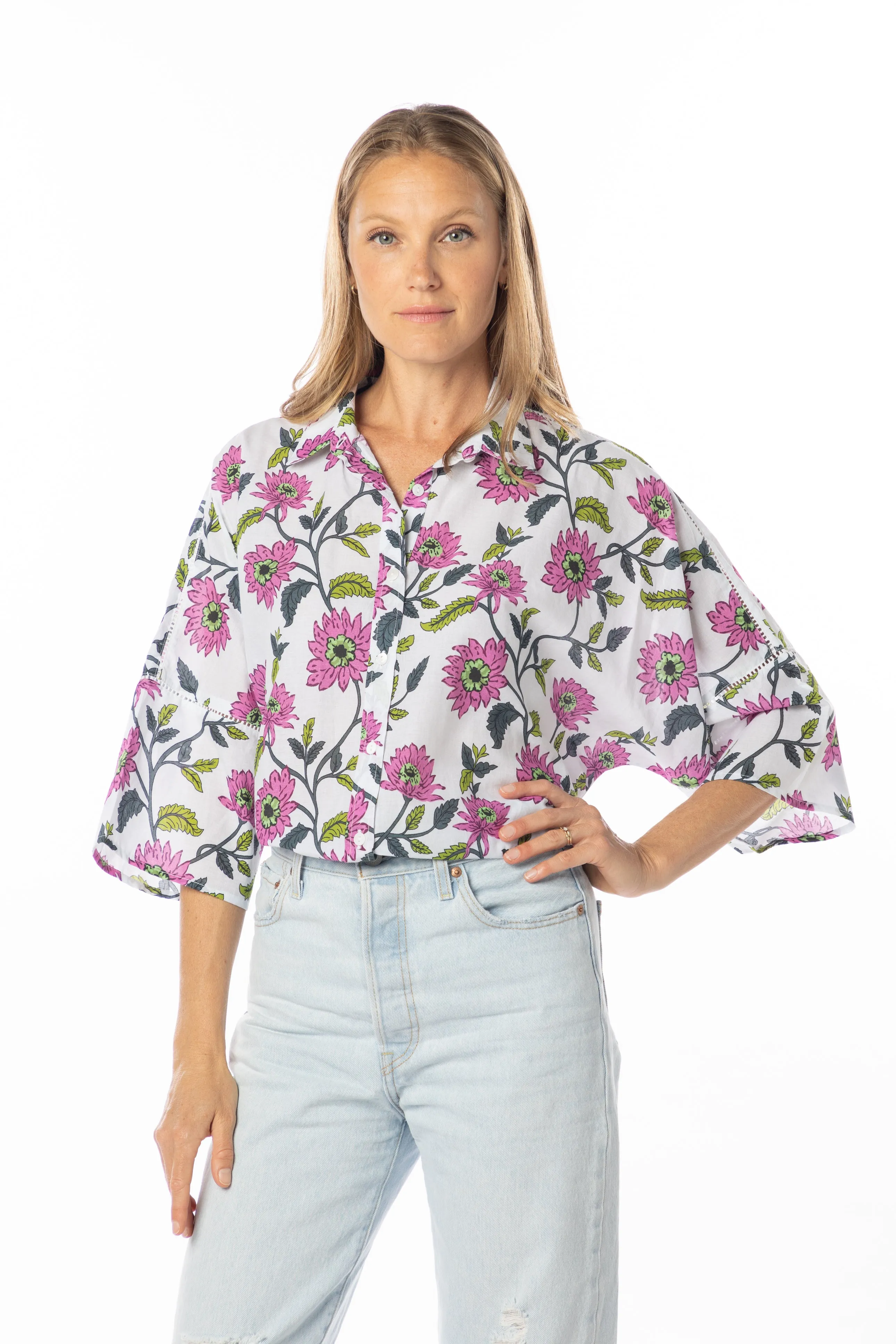 Casey Blouse. Gerbera Magenta