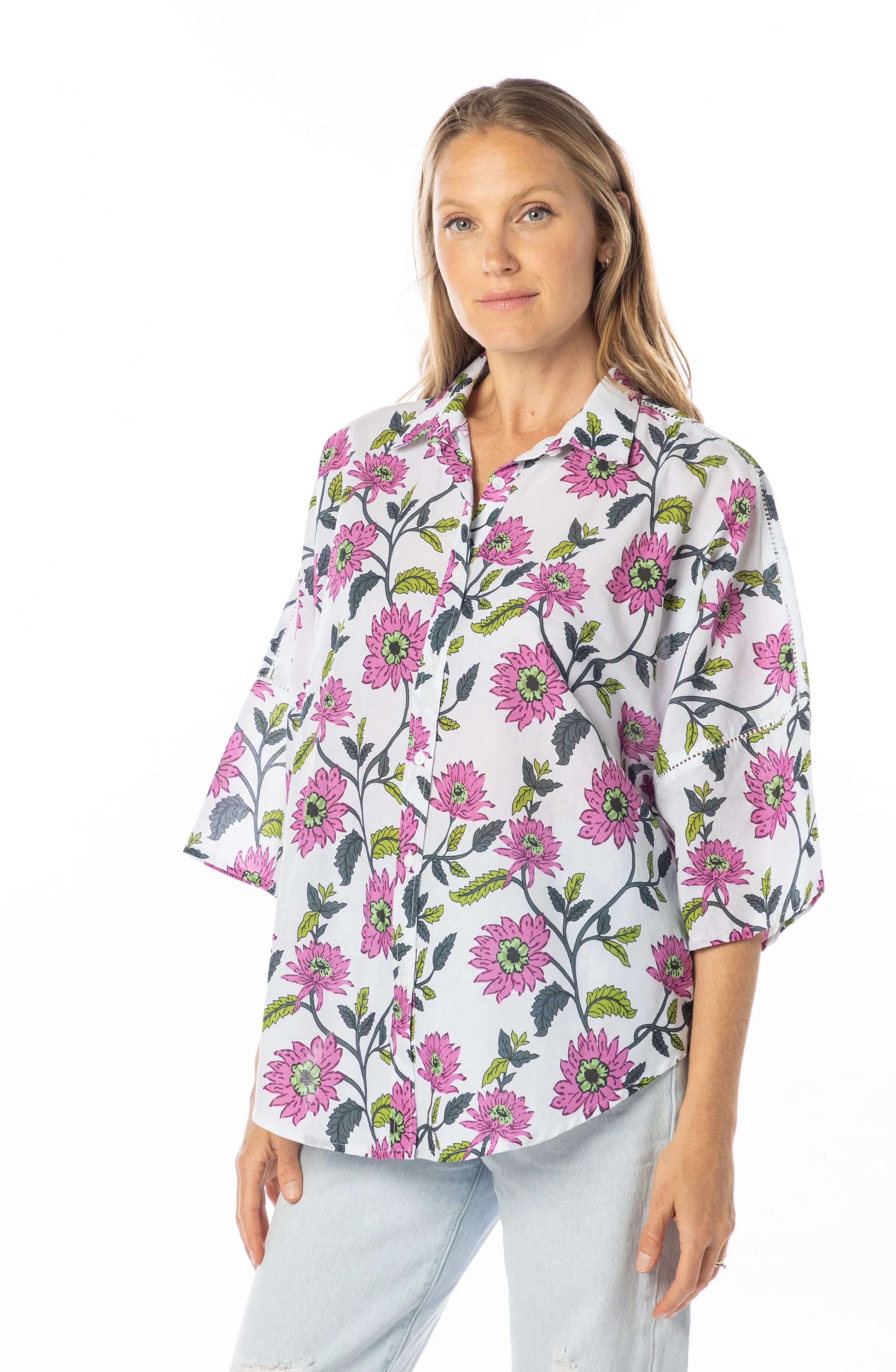 Casey Blouse. Gerbera Magenta