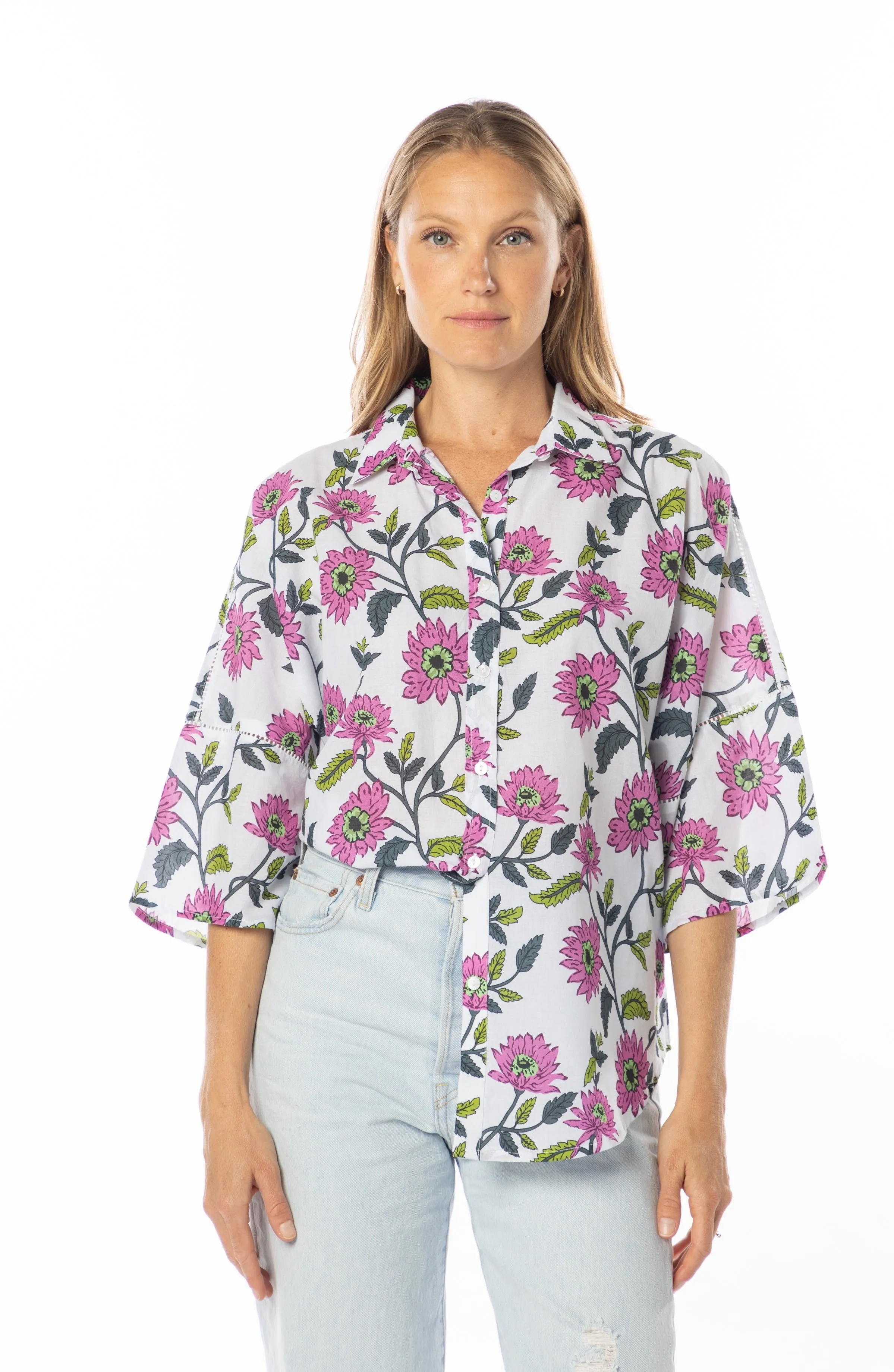 Casey Blouse. Gerbera Magenta
