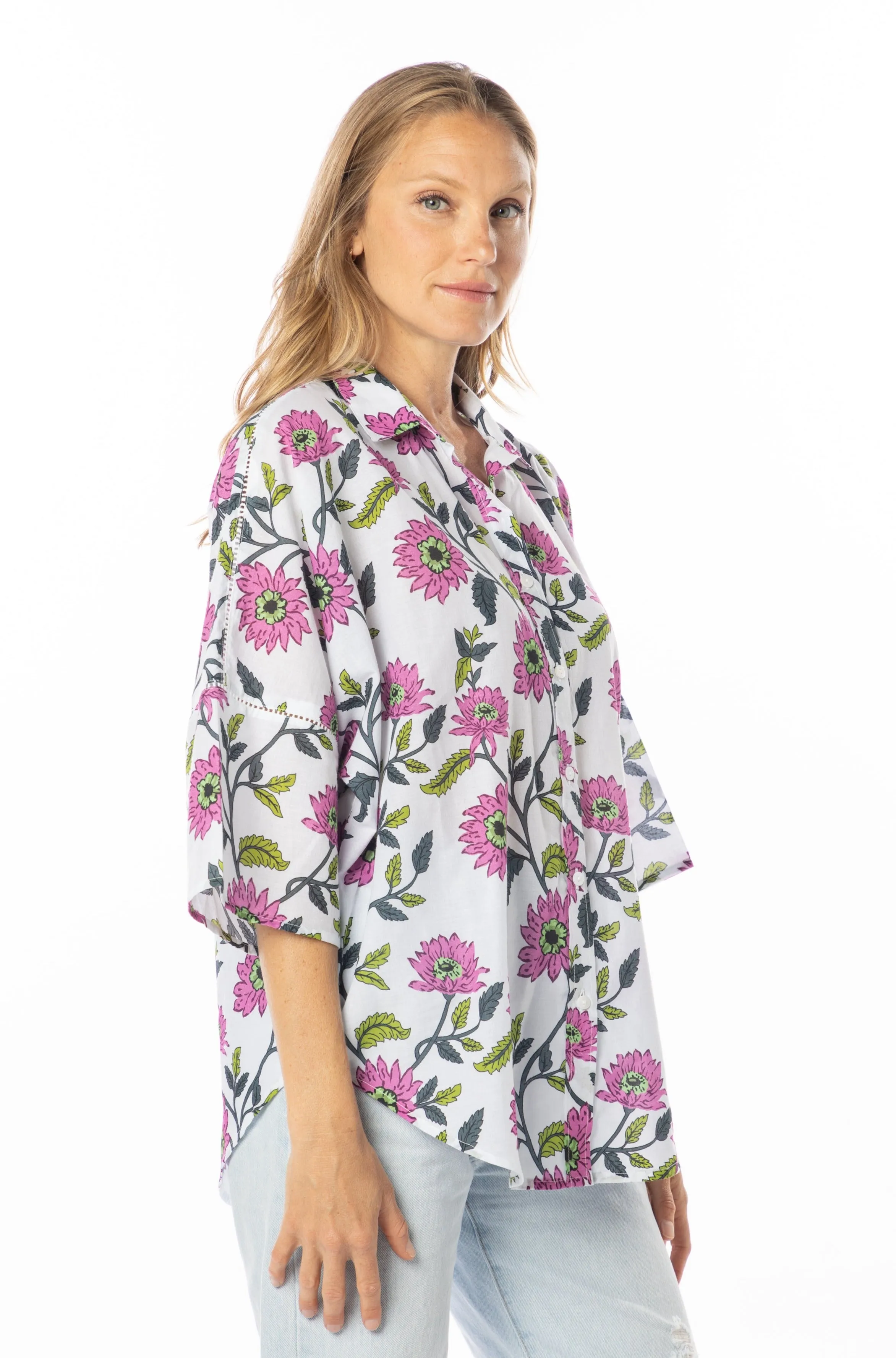Casey Blouse. Gerbera Magenta