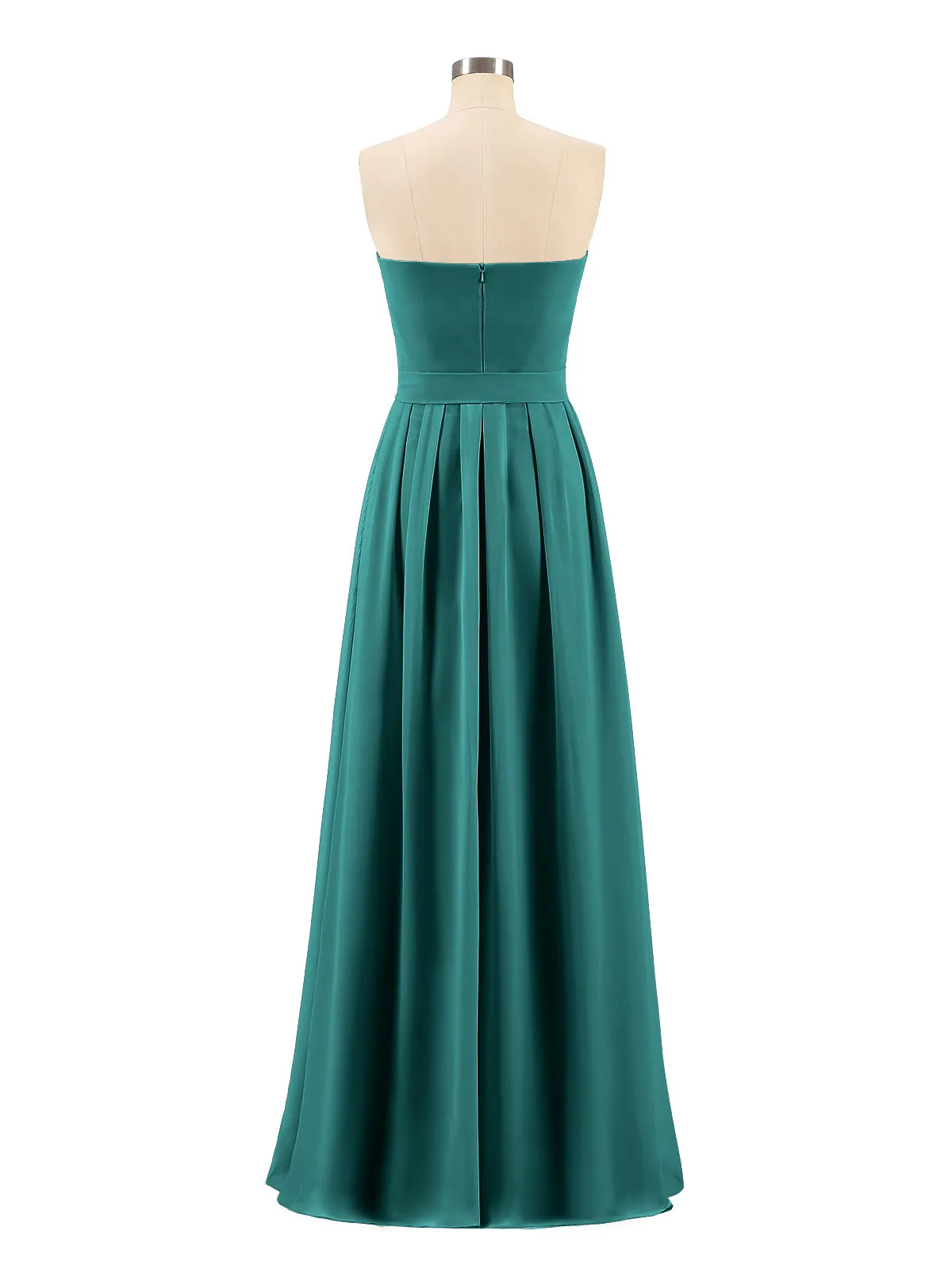 Chiffon Strapless Bridesmaid Gown with Sash-Peacock Plus Size