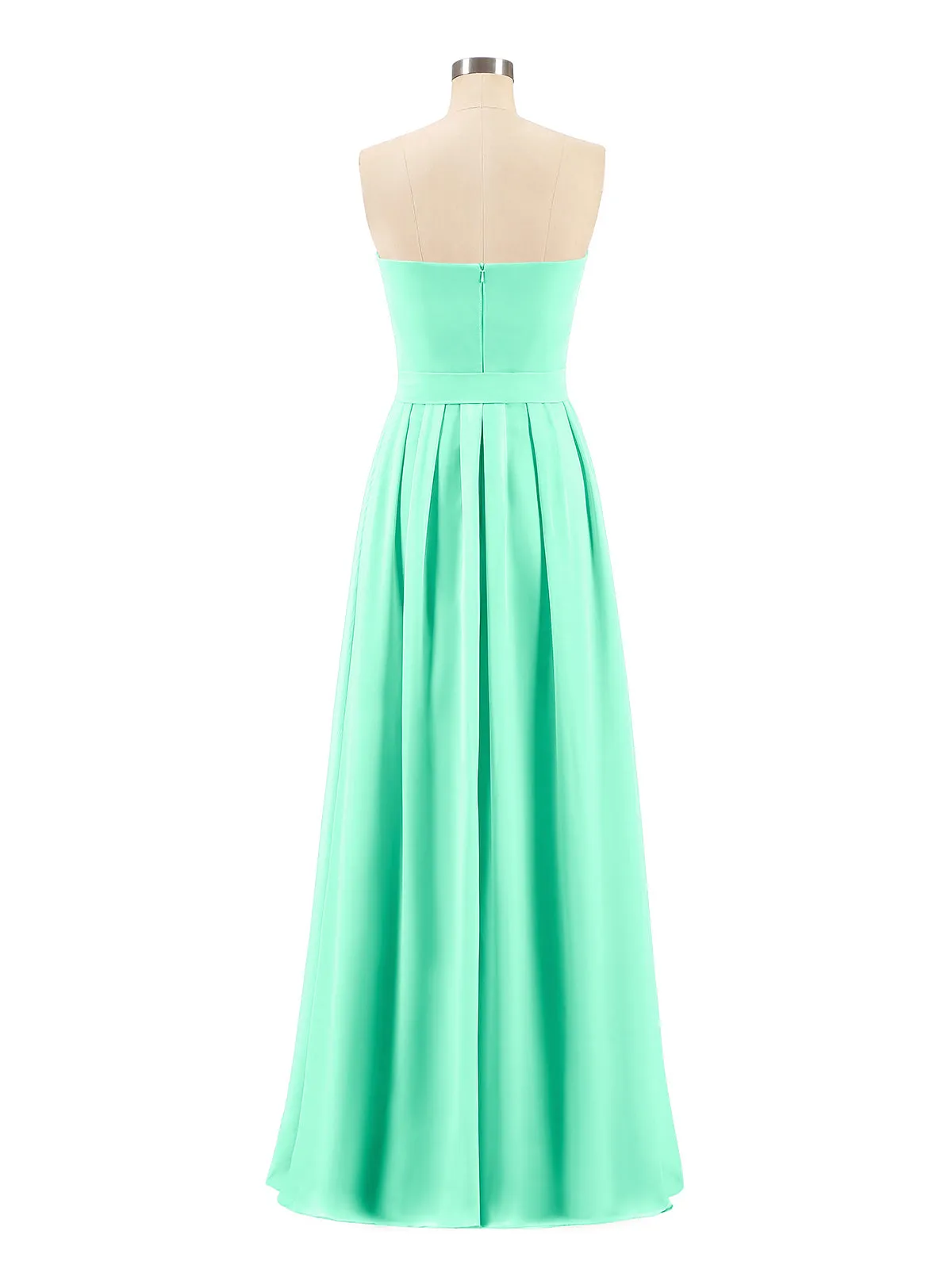 Chiffon Strapless Bridesmaid Gown with Sash-Turquoise