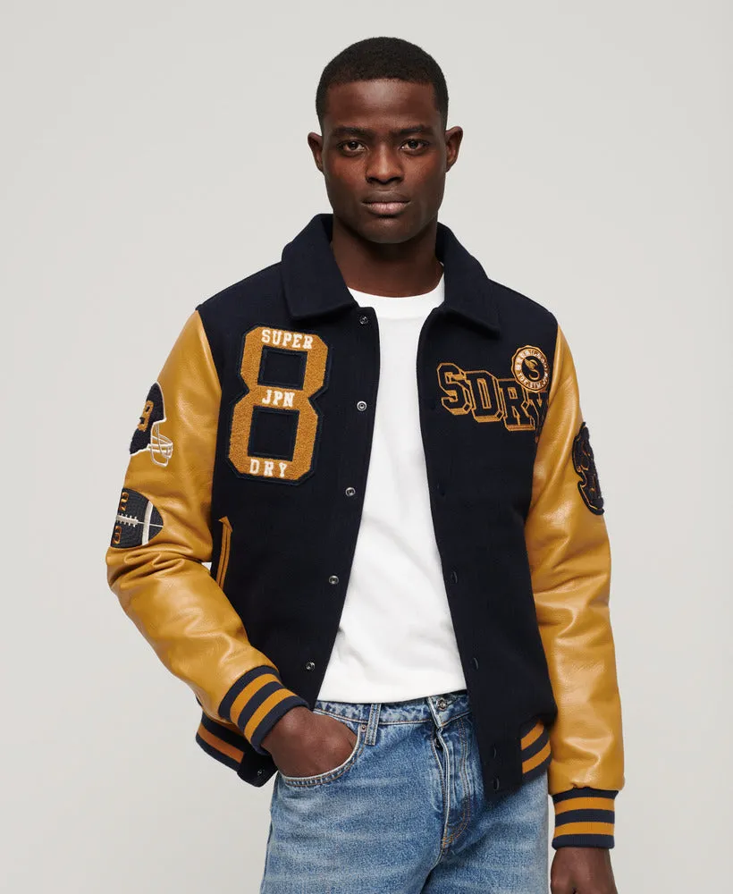 Collared Patched Bomber - Deep Navy