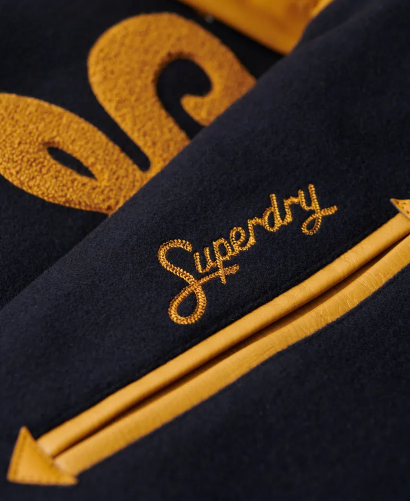 Collared Patched Bomber - Deep Navy