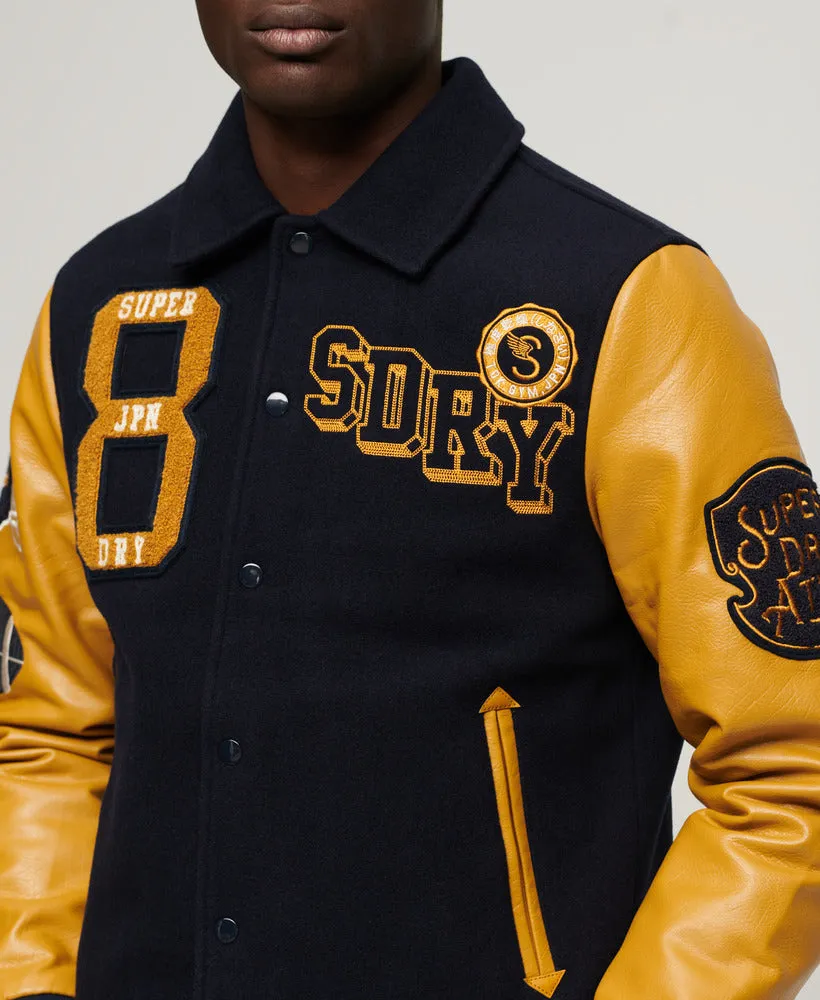 Collared Patched Bomber - Deep Navy