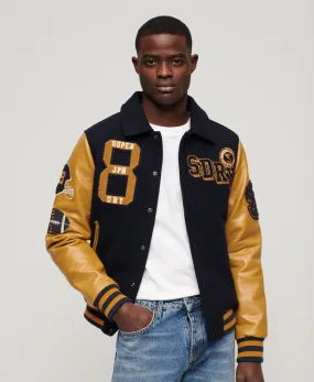 Collared Patched Bomber - Deep Navy