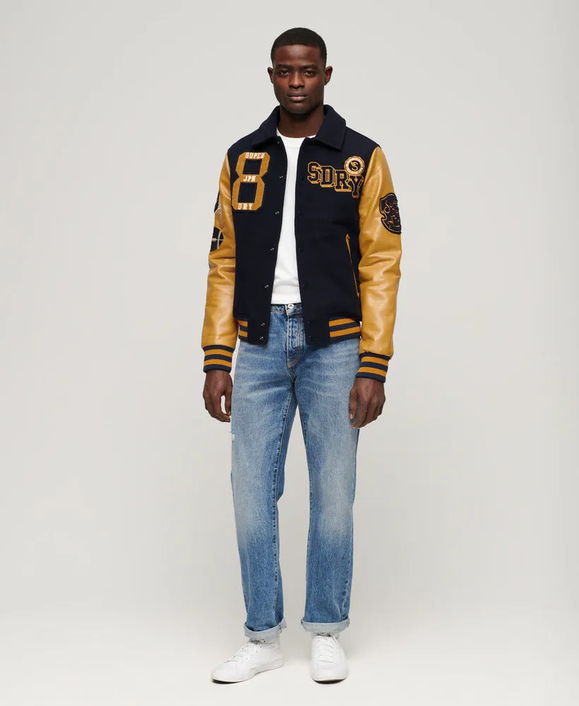 Collared Patched Bomber - Deep Navy