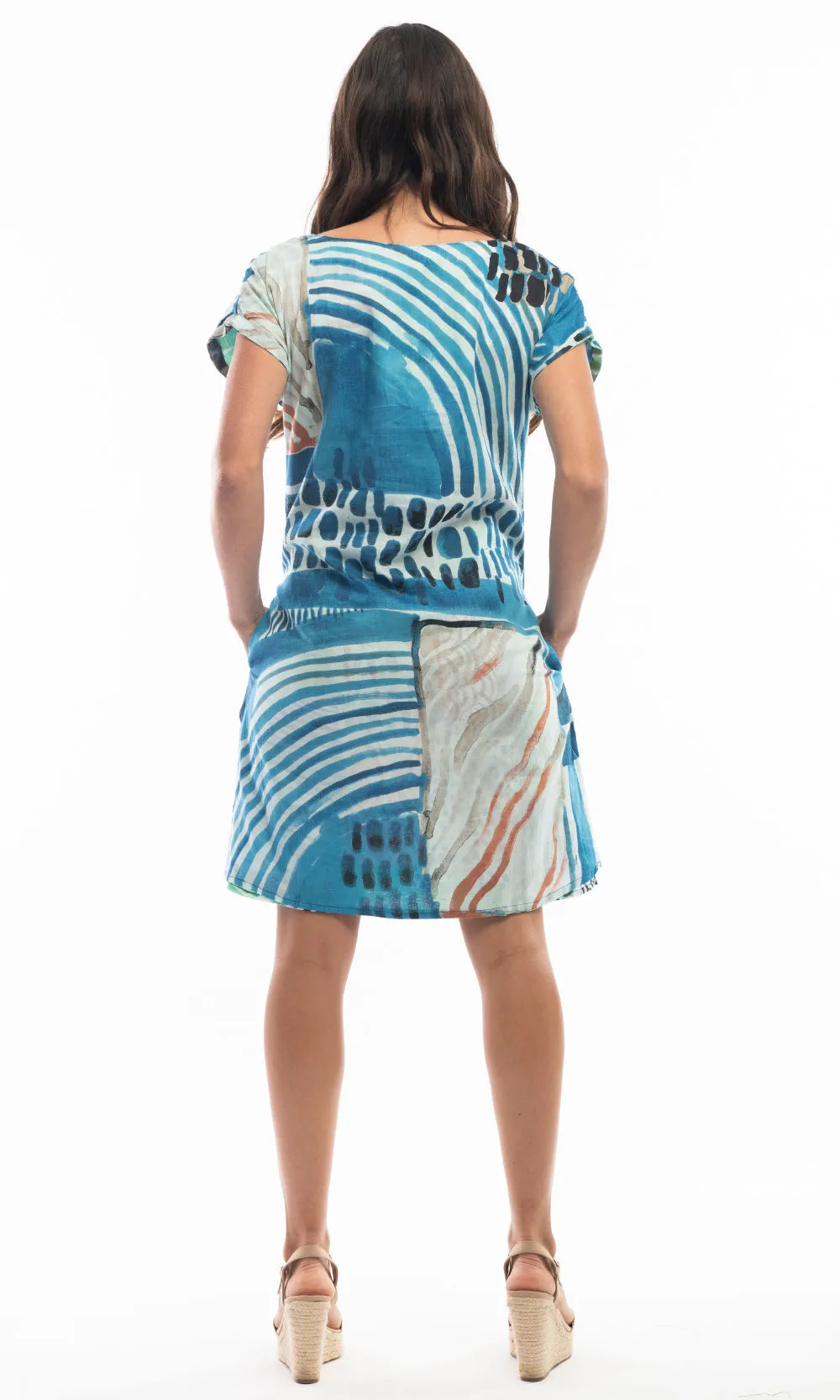 Cotton Dress Shift Short Sleeve Reversible Alberobello