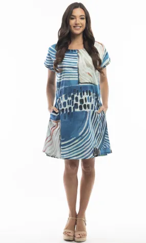 Cotton Dress Shift Short Sleeve Reversible Alberobello