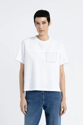 Cotton jersey T-shirt with embroidery