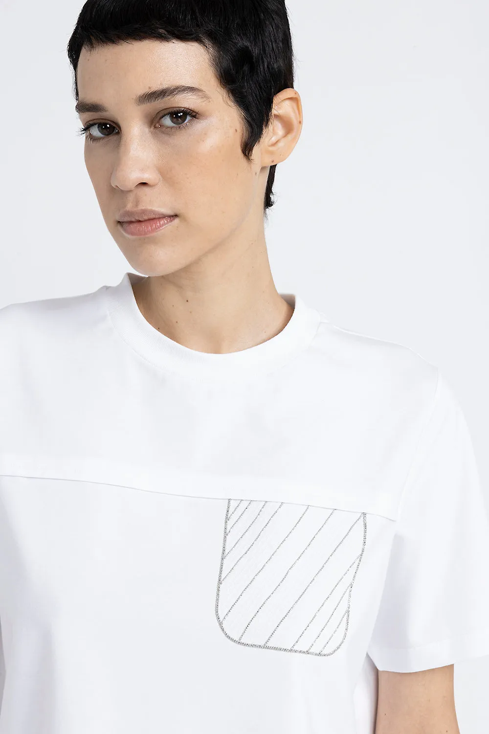 Cotton jersey T-shirt with embroidery
