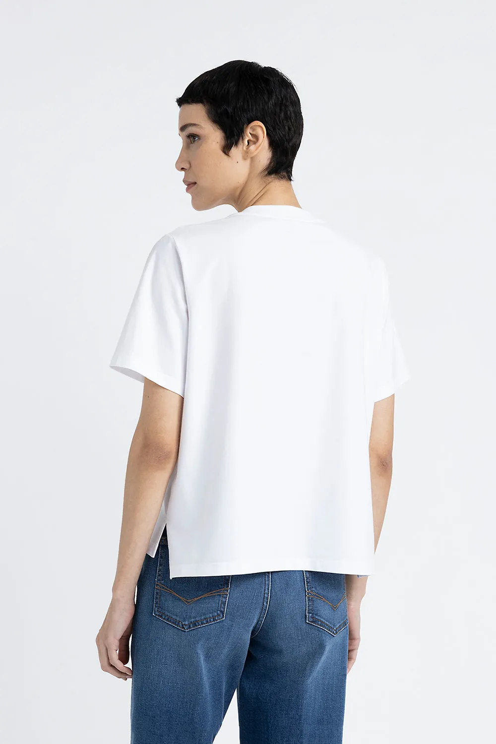 Cotton jersey T-shirt with embroidery