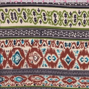 Cream/Cinnamon Deco Stripe Crepon Fabric