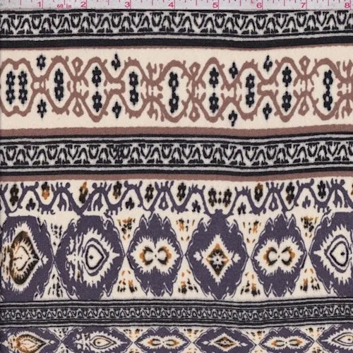 Cream/Cocoa Deco Stripe Crepon Fabric