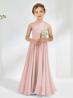 Cute One Shoulder  A-line Junior Bridesmaid Dresses Dusty Rose