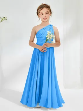 Cute One Shoulder  A-line Junior Bridesmaid Dresses Ocean Blue