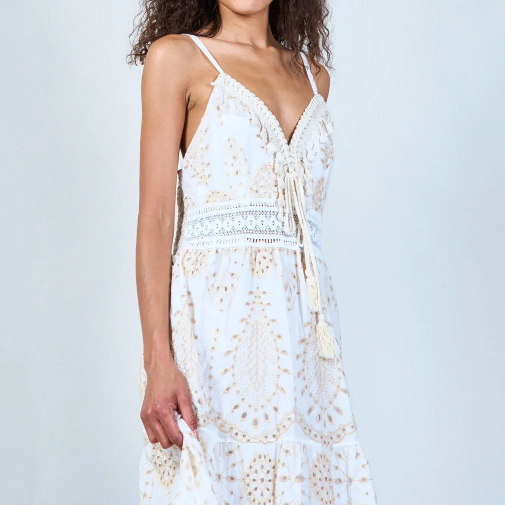 Elegant floral maxi dress with lace detailing wholesale