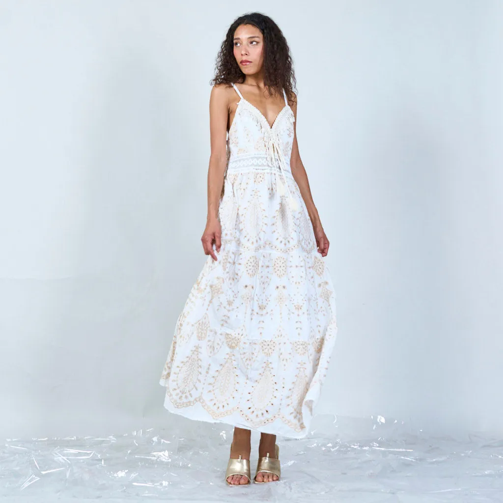 Elegant floral maxi dress with lace detailing wholesale