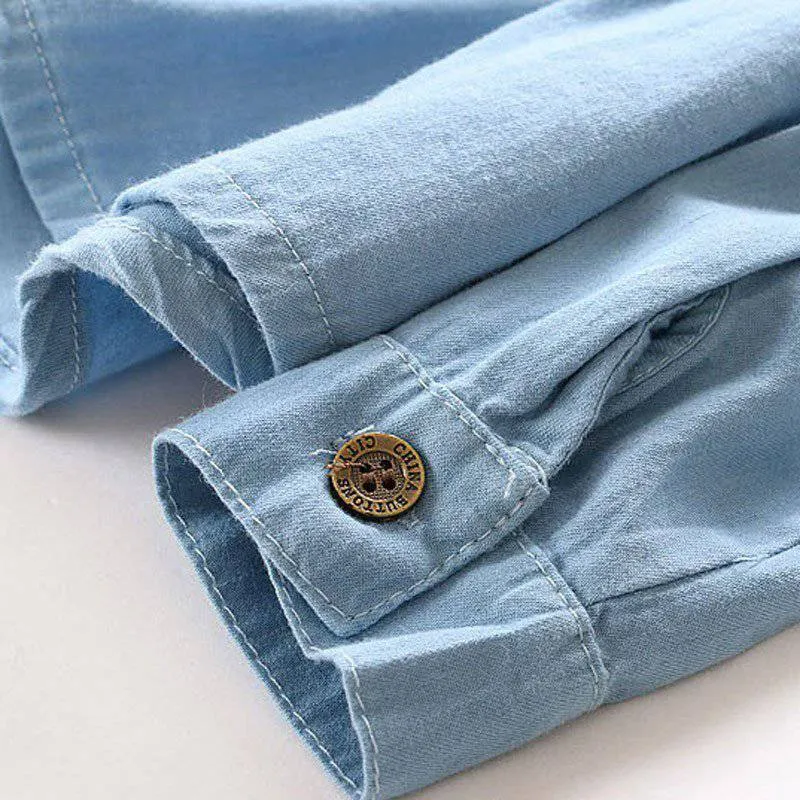 Fashionable Denim Girl Blouses Long Sleeve 12M-6yrs