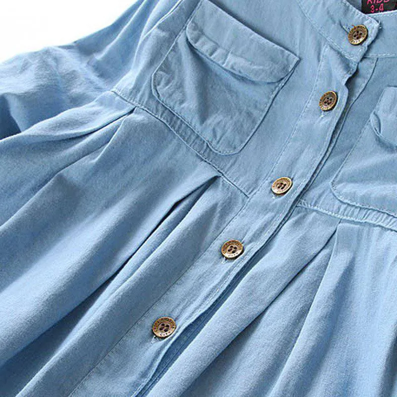Fashionable Denim Girl Blouses Long Sleeve 12M-6yrs