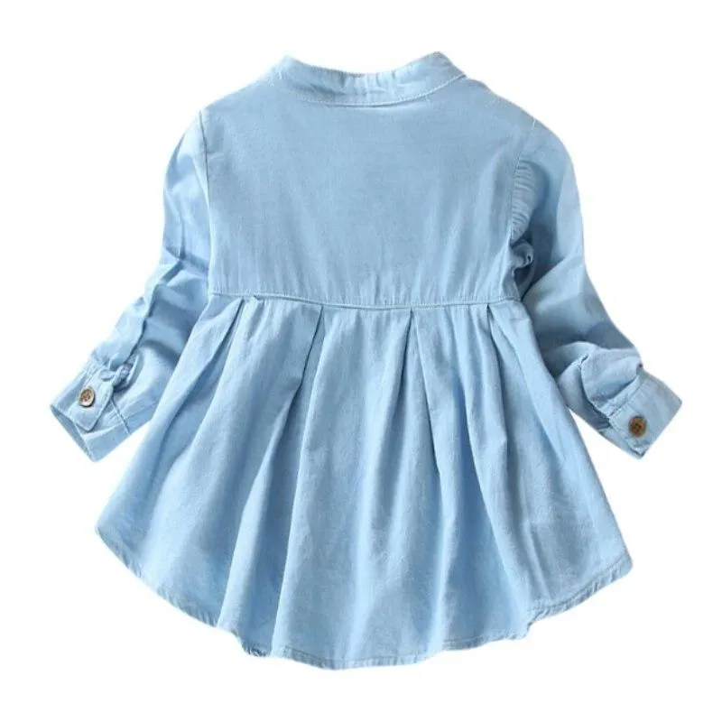 Fashionable Denim Girl Blouses Long Sleeve 12M-6yrs