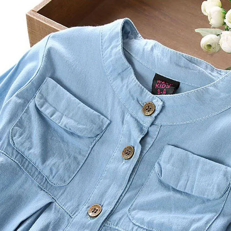 Fashionable Denim Girl Blouses Long Sleeve 12M-6yrs