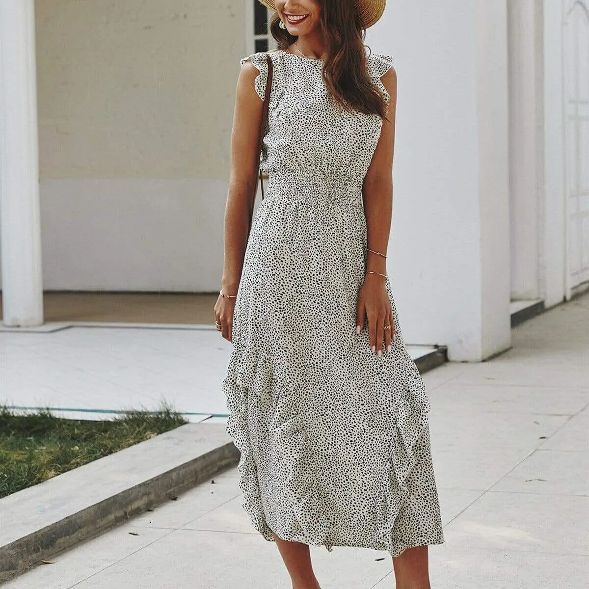 FashionSierra - Fashion Women Sexy High Waist Bandage Ruffle Midi Dress Summer Sleeveless Dresses Elegant Fashion Party Dresses