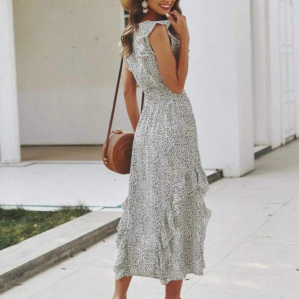 FashionSierra - Fashion Women Sexy High Waist Bandage Ruffle Midi Dress Summer Sleeveless Dresses Elegant Fashion Party Dresses