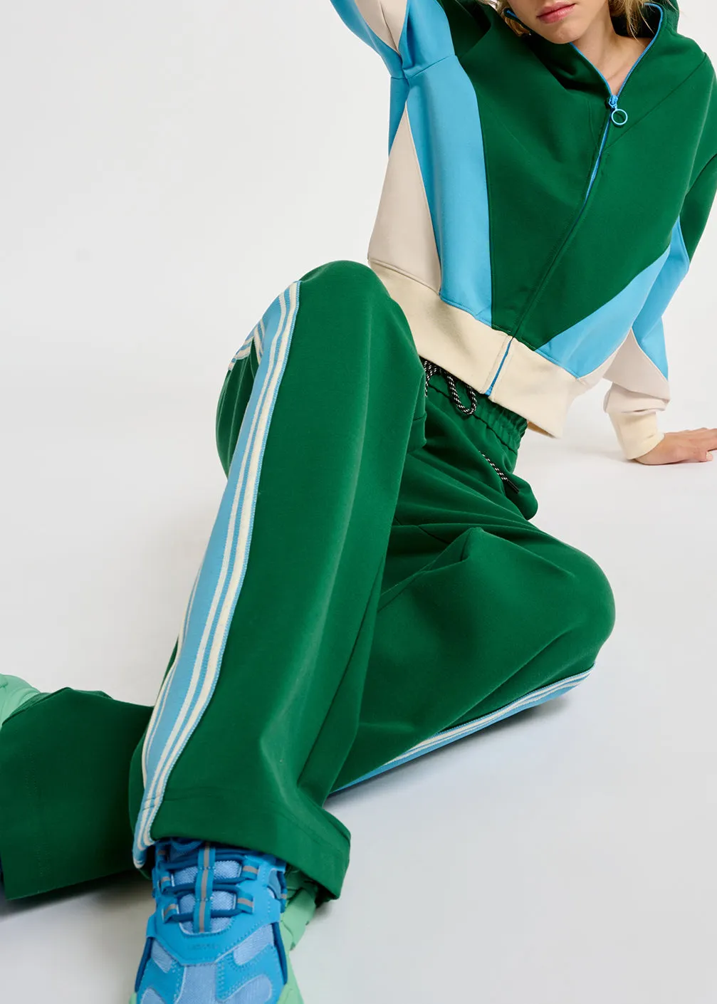 Green, blue and off-white track jacket