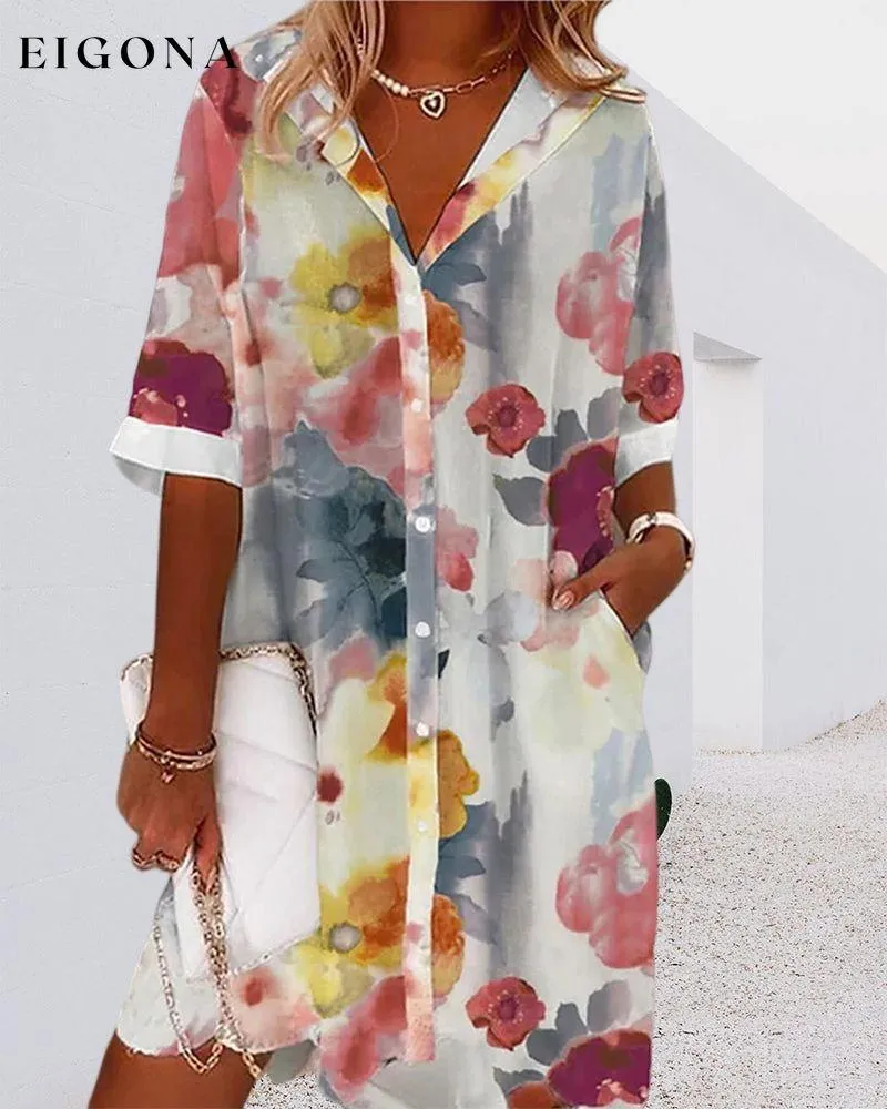Half-sleeved loose shirt dress
