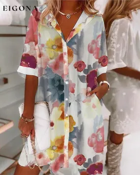Half-sleeved loose shirt dress