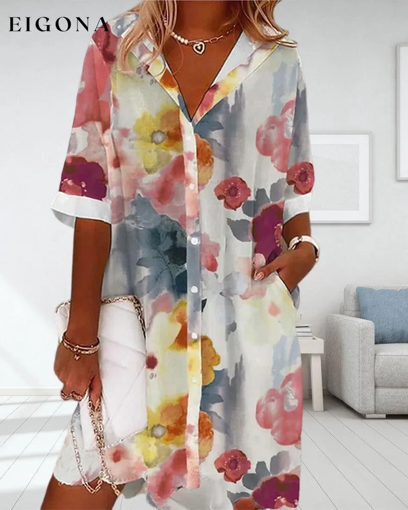 Half-sleeved loose shirt dress