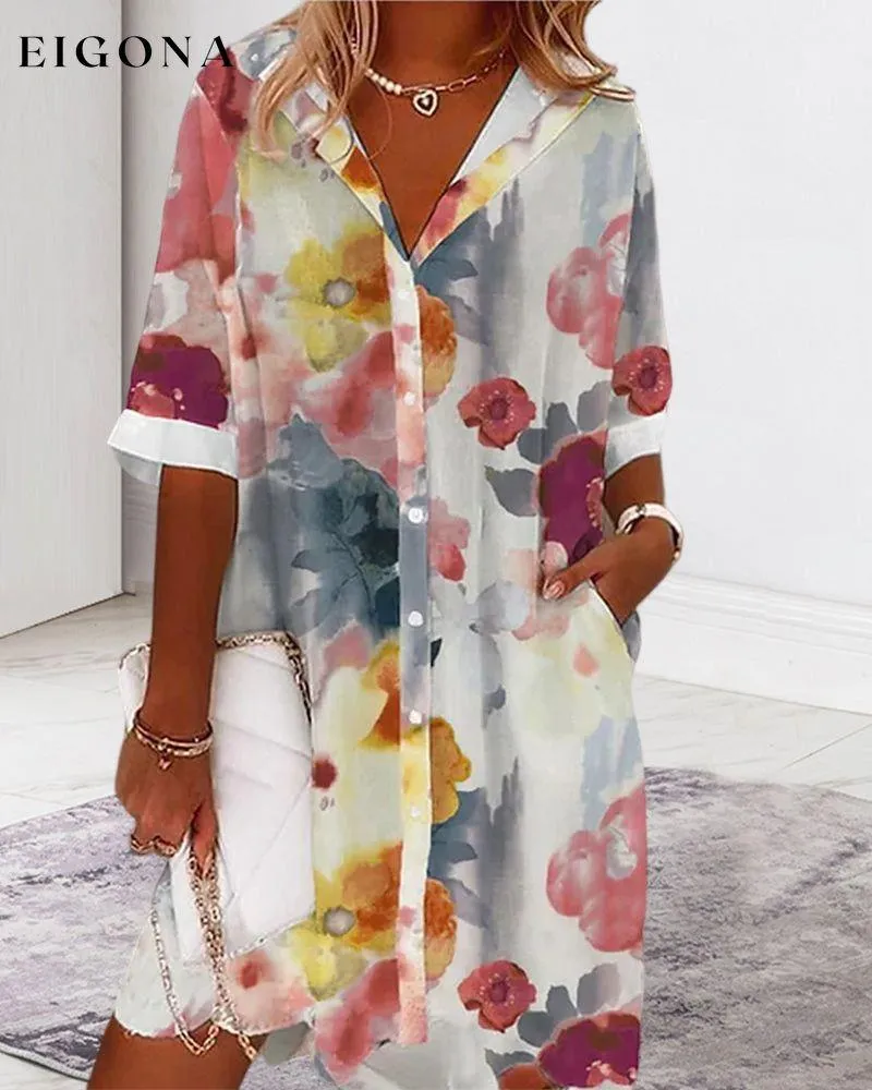 Half-sleeved loose shirt dress