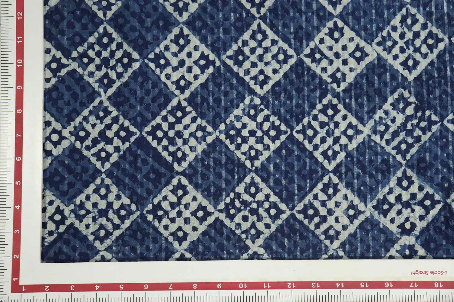 Indigo Blue Traditional Printed Cotton Jacquard Fabric