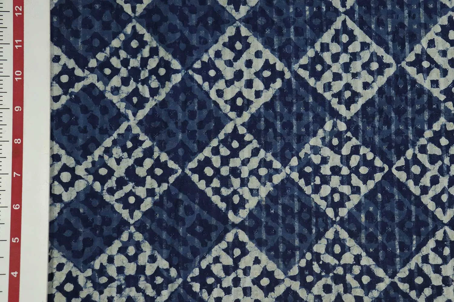 Indigo Blue Traditional Printed Cotton Jacquard Fabric