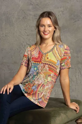 Johnny Was - The Janie Favorite Short Sleeve V-Neck Tee in Mosaic