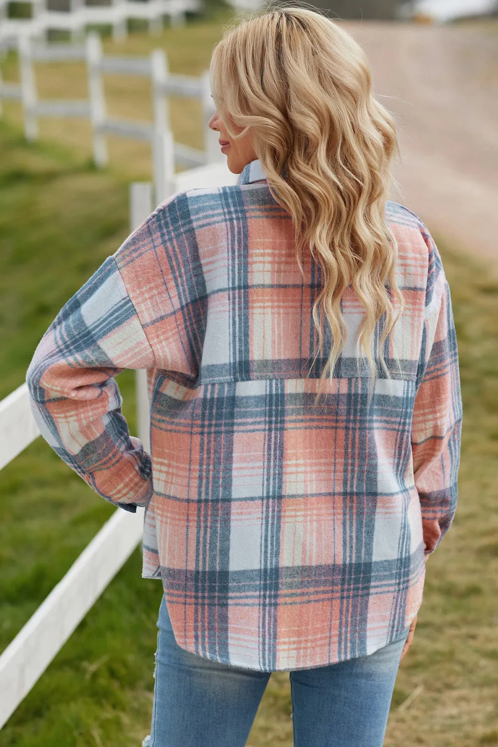 Keep Them Guessing Plaid Dropped Shoulder Shacket