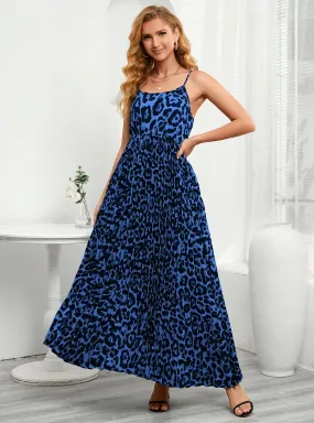 Leopard Suspender High Waist Sexy Long Dress