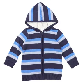Lined Knit Jacket Blue Stripe