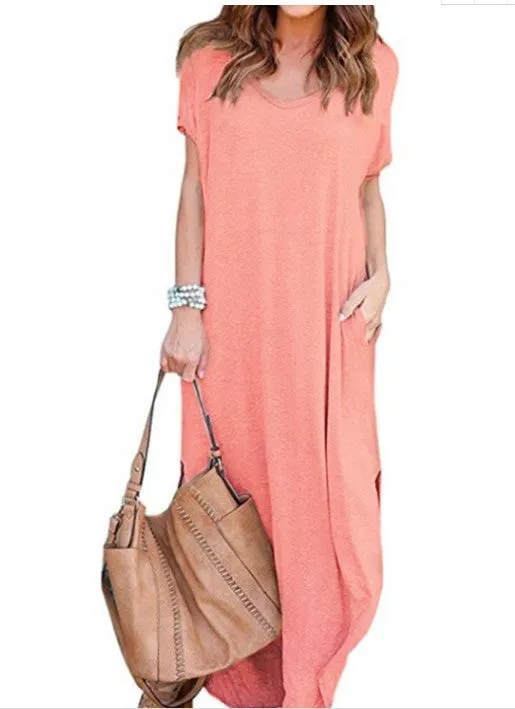 Long Plus Big Loose Other Cotton Pockets Color Size Dress