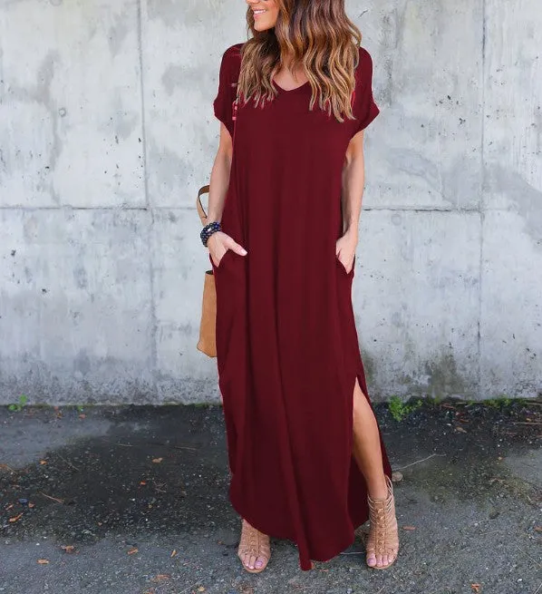 Long Plus Big Loose Other Cotton Pockets Color Size Dress